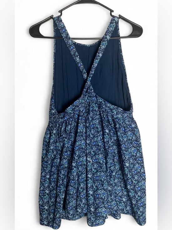 Free People Petunia Mini Dress Blue Floral Smocked Boho Backless - Size S - Picture 6 of 9